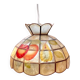 Suspension vintage en nacre et laiton décor fruits – luminaire rétro années 70