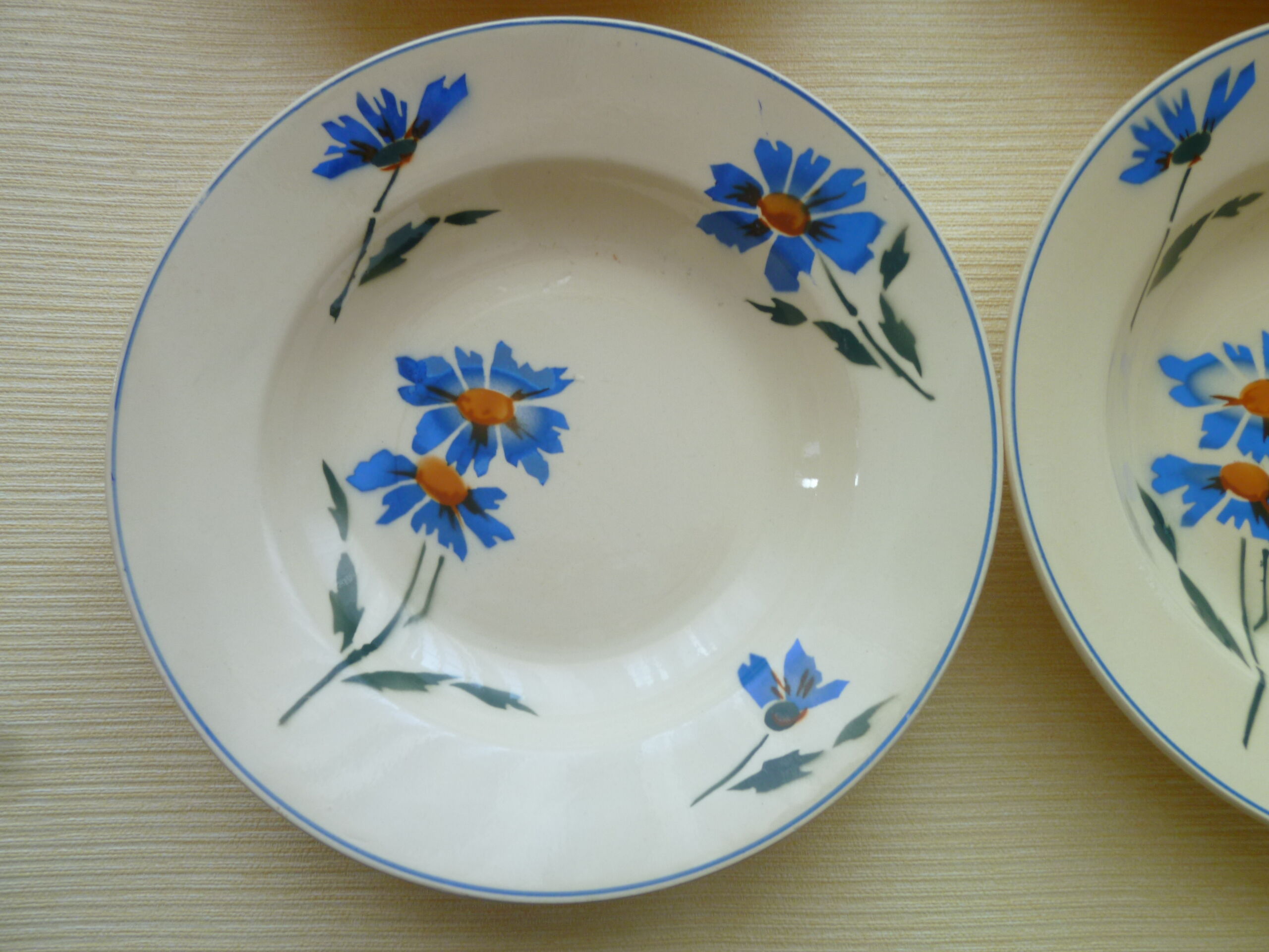 Set de 6 assiettes creuses en faience Vintage Décor de bleuets