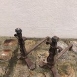 Pair of wrought iron chimney pegs