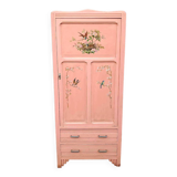 Old pink Parisian cabinet with painted decor