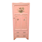Old pink Parisian cabinet with painted decor