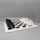 1970s Gorgeous Black and White Chess Set in Volterra Alabaster Handmade.  Made in Italy