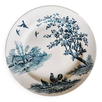 Set of 6 flat plates in iron clay Boulenger and Samaritaine rooster duck