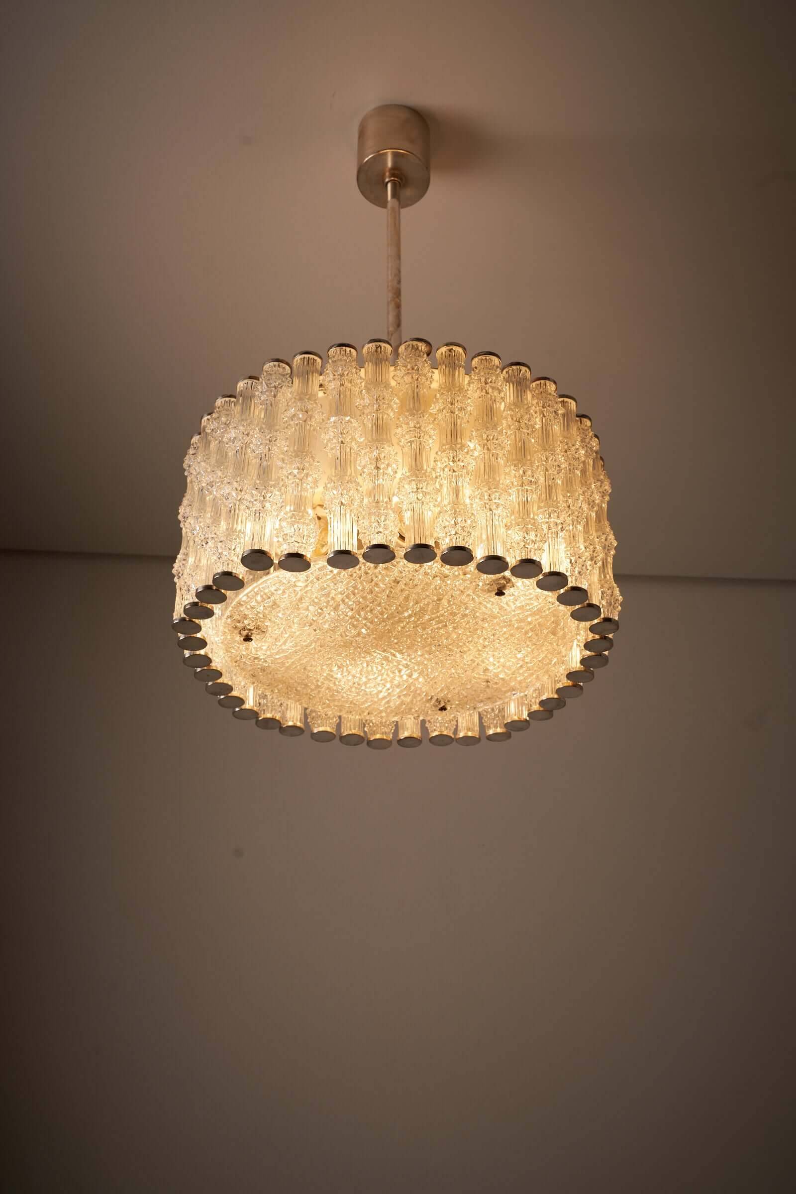 Kaiser Leuchten glass pendant lamp with nickel patina