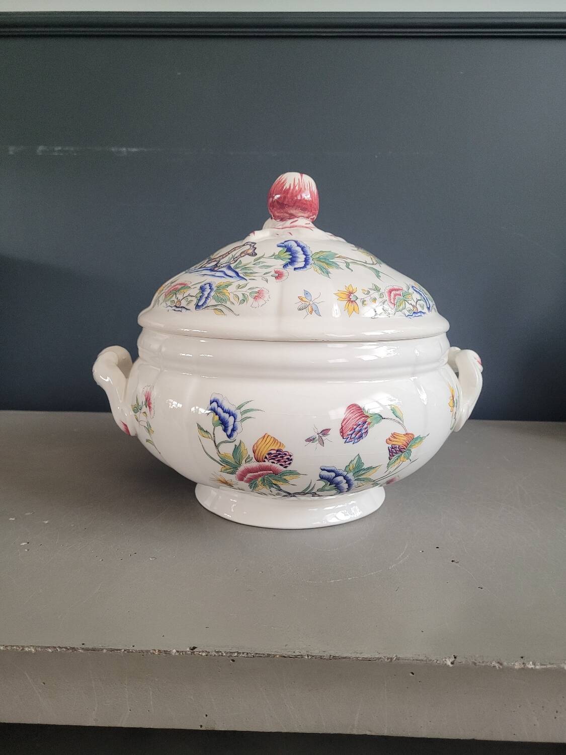 Sarreguemines glazed earthenware soup tureen, Rouen model - dishwasher safe