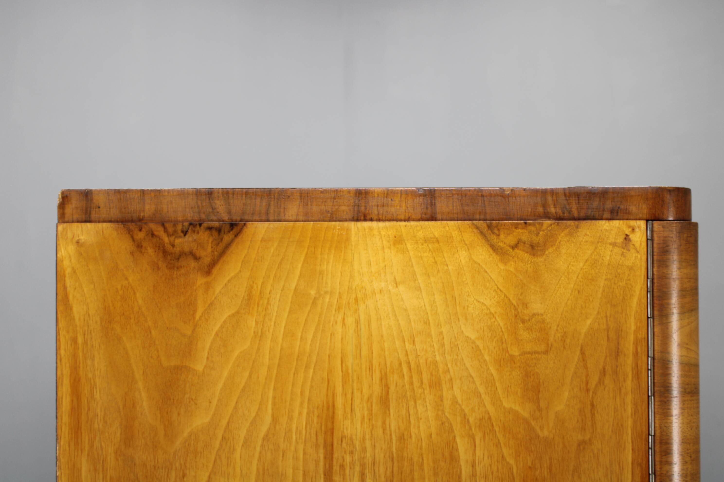 1930s Bauhaus Wardrobe by Vichr & Spol in walnut Finish, Czechoslovakia