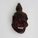 Ancien masque japonais en bois polychrome. Années 70 80