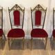 Suite de 4 chaises en laiton et velours rouge