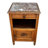 Art Deco period bedside table in carved wood and marble