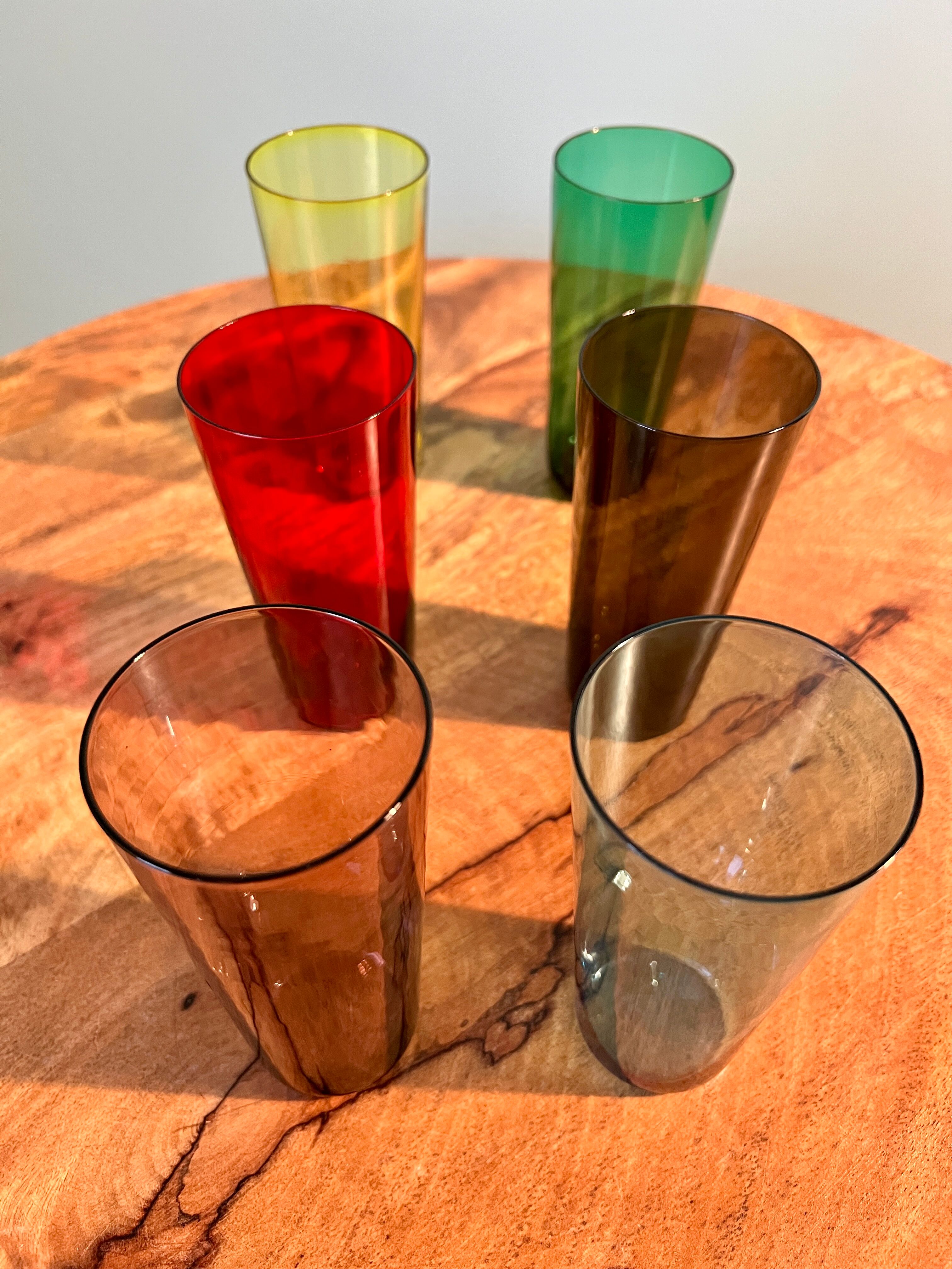 Vintage liquor and wine glasses, mid century modern from 1960s for apartment decoration / tableware