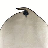 Midcentury wavy "Art Nouveau" leather wrapped mirror