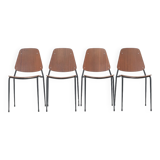 Vintage bent plywood chairs, 1960s, set of 4