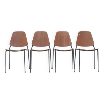 Vintage bent plywood chairs, 1960s, set of 4