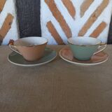 Pair of old Villeroy and Boch cups with saucers