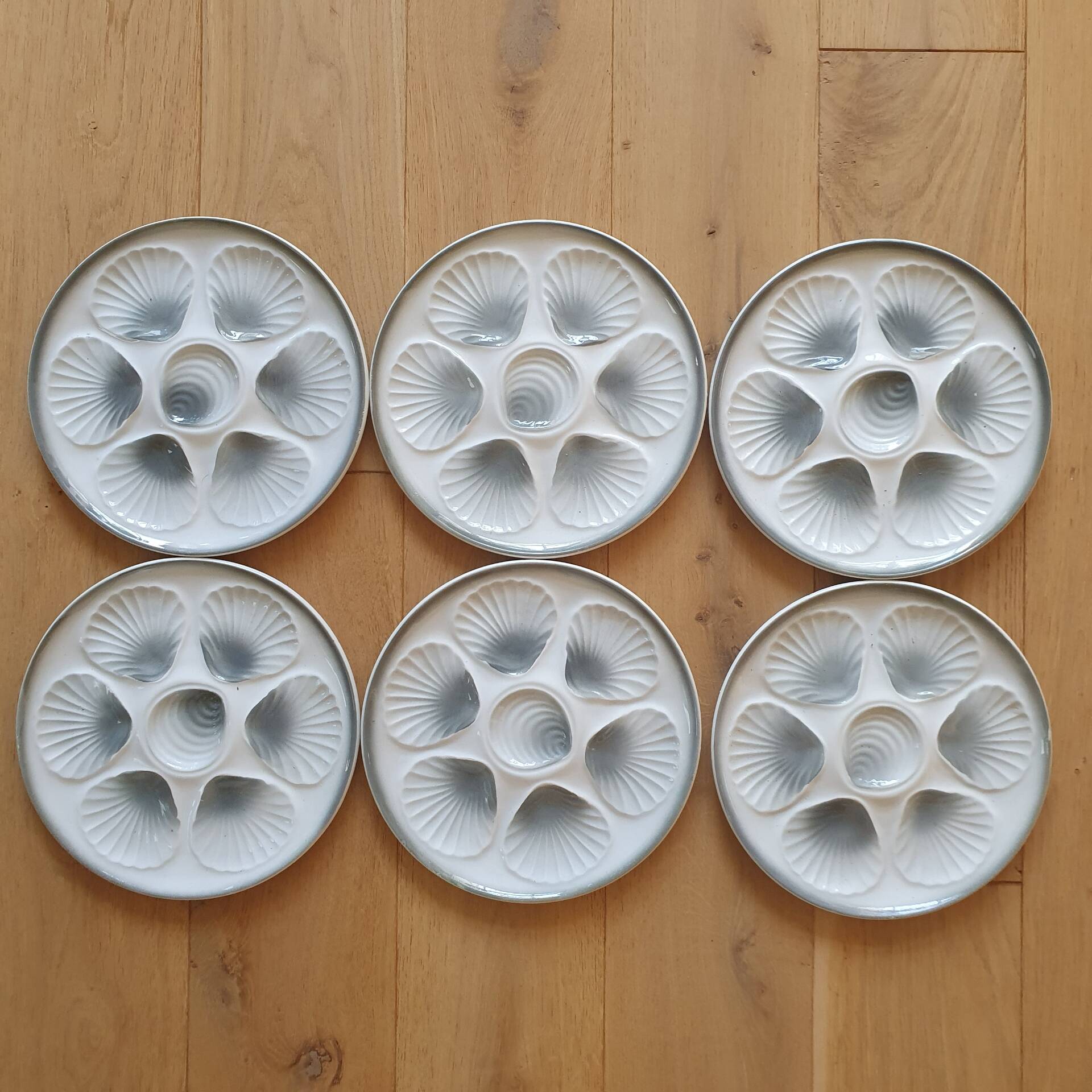 6 assiettes à huîtres Moulin des Loups