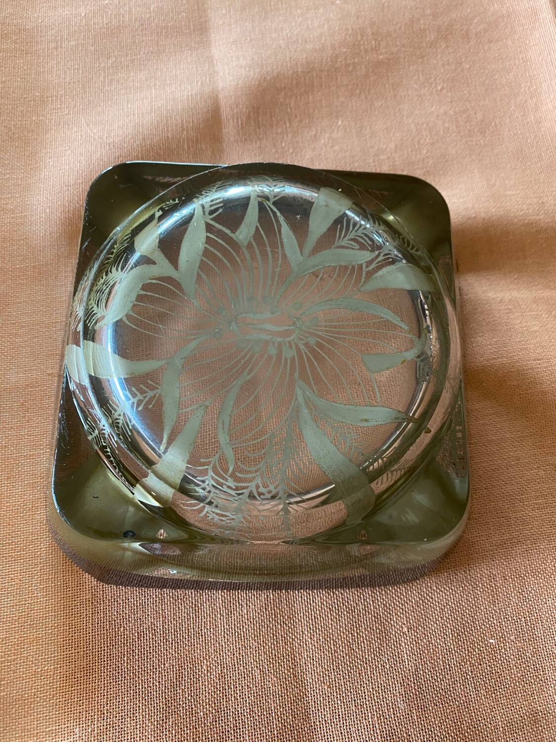 Glass and silver ashtray