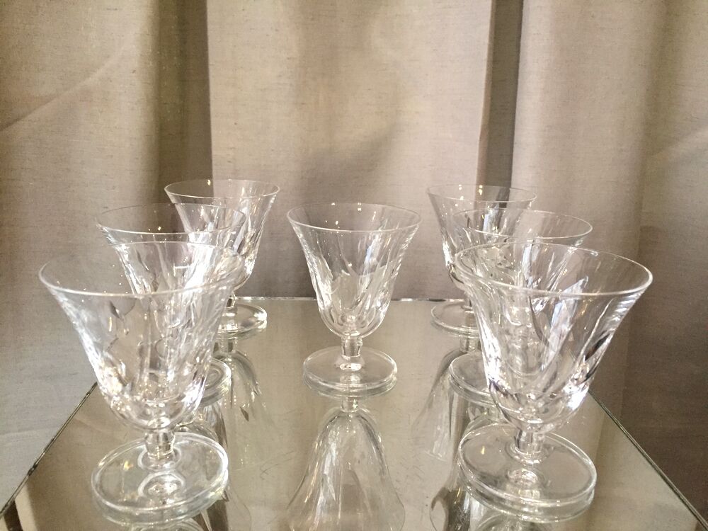 Suite of 7 glasses with cooked wine or port crystal st louis model jersey