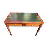 Louis Philippe style flat desk green leather