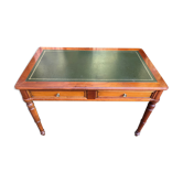 Louis Philippe style flat desk green leather