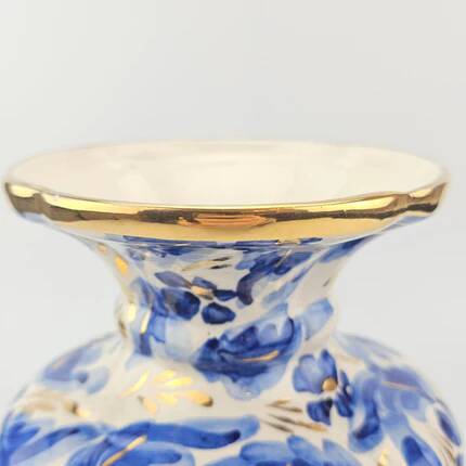 Large blue and gold vase in earthenware H.Bequet bohemian style