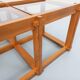 Vintage square coffee table in pine and smoked glass from the 70s and 80s.