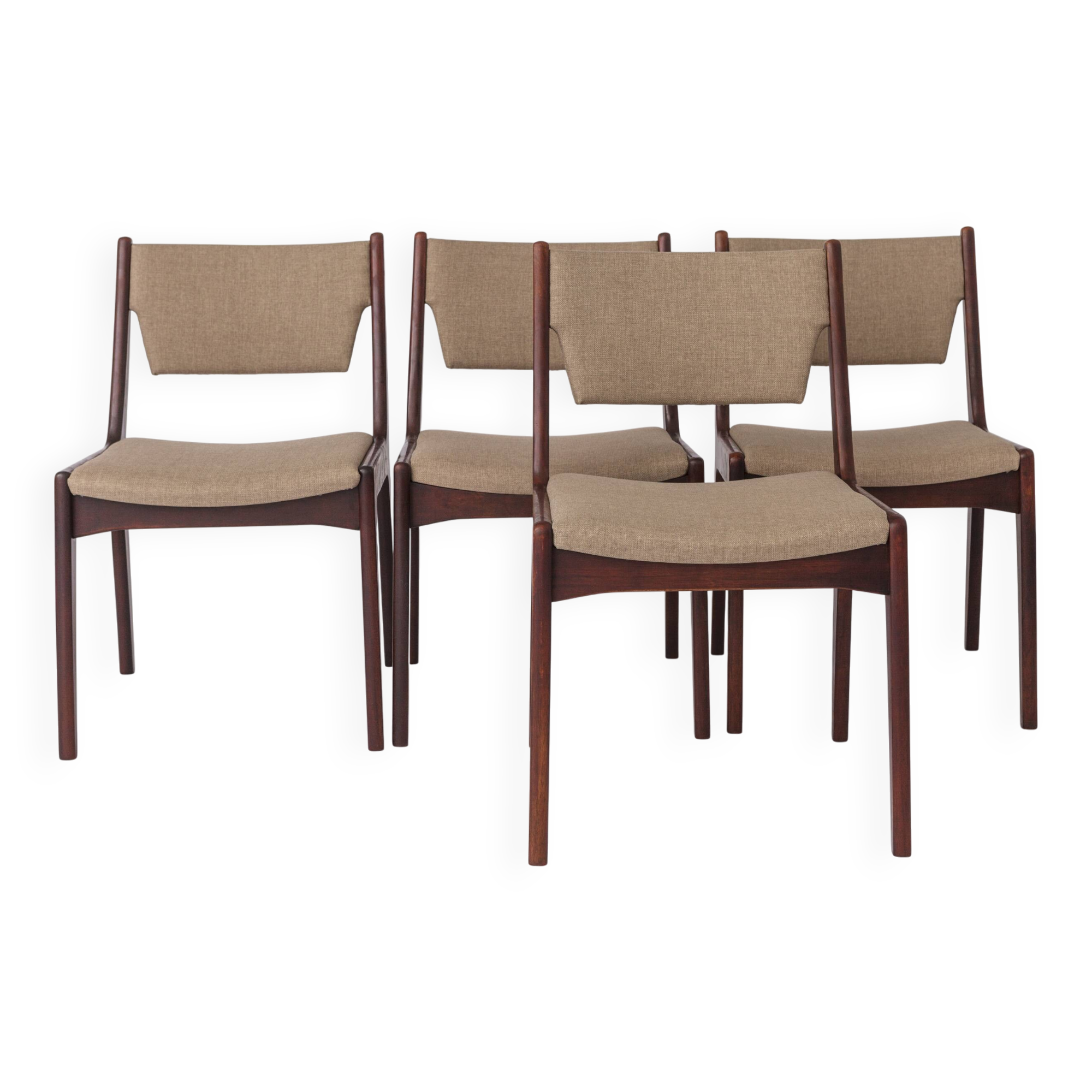 Set of 4 Vintage Teak Chairs | 1960s-70s Mid-Century Modern Seating | Wide