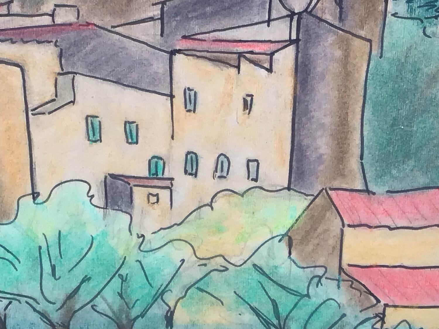 Fortified village painting