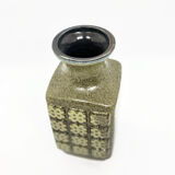 Olive green ceramic vase 3080 A Op Art, VEB Haldensleben Germany 1970s