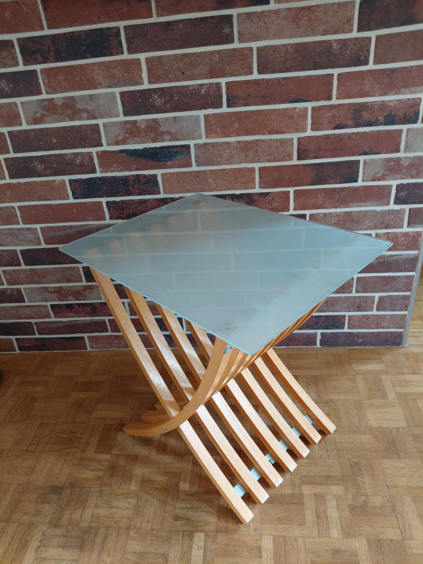 IKEA EKEBERG vintage side table – 1999 – wood and glass