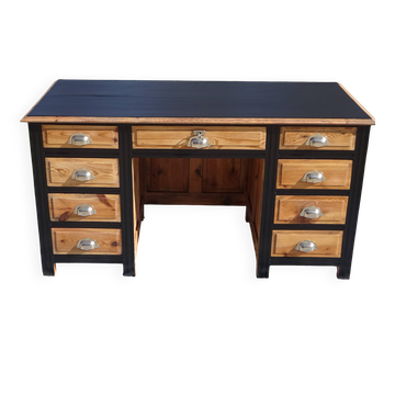 Bureau vintage en pin, restauré