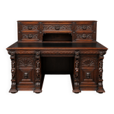 Old Renaissance style desk. Solid oak. France. Late 19th century.