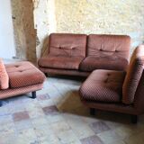 Steiner living room in brown velvet, 1970