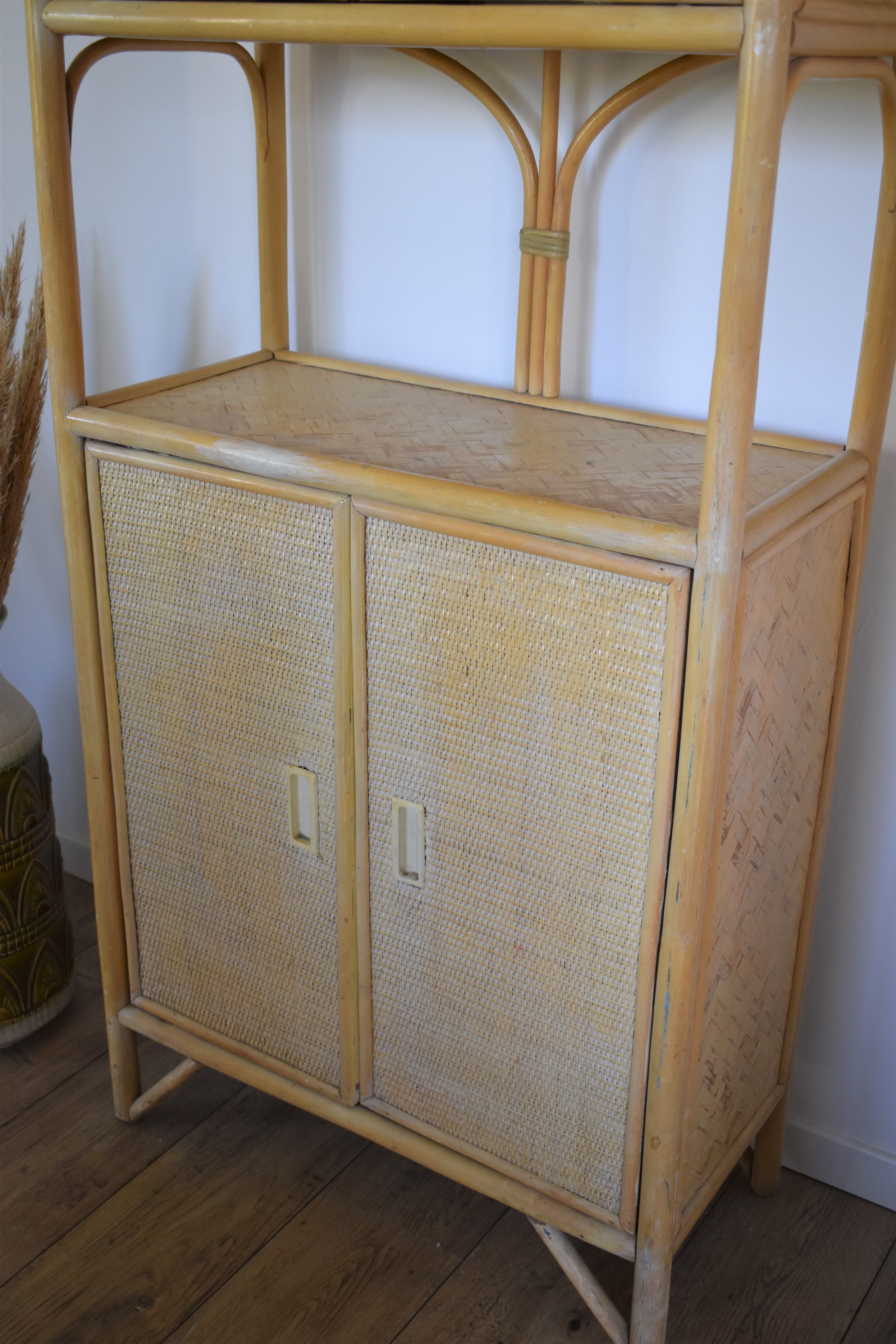 High shelf in vintage rattan