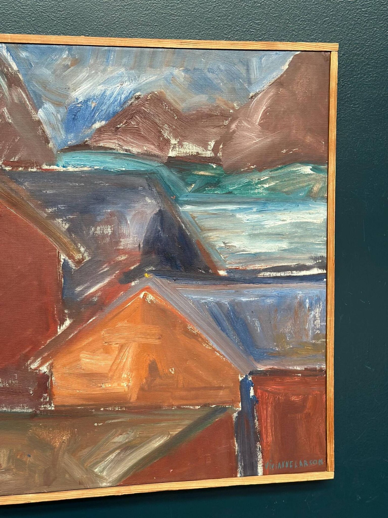 Swedish Oil on Canvas – “Bodar, Lofoten” by Vivianne Larsson – Vintage