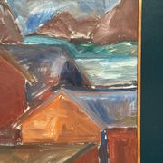 Swedish Oil on Canvas – “Bodar, Lofoten” by Vivianne Larsson – Vintage