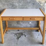 Vintage desk with 2 pine drawers and laminate coating