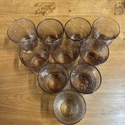 Biot 20th century: series of 10 bubbled glass lemonade glasses signed with orange-brown reflections