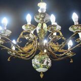 Manila, large size 12 light Italian vintage ceramic chandelier, 1960