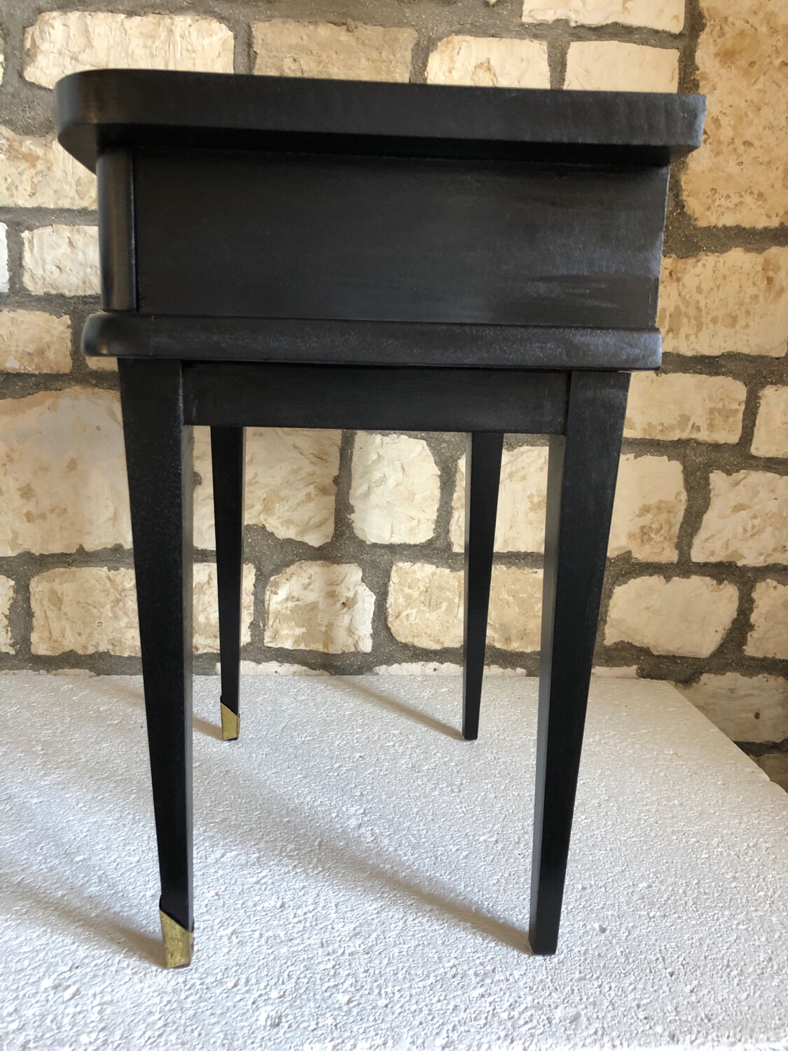 Vintage black and brass bedside table - 1950s style