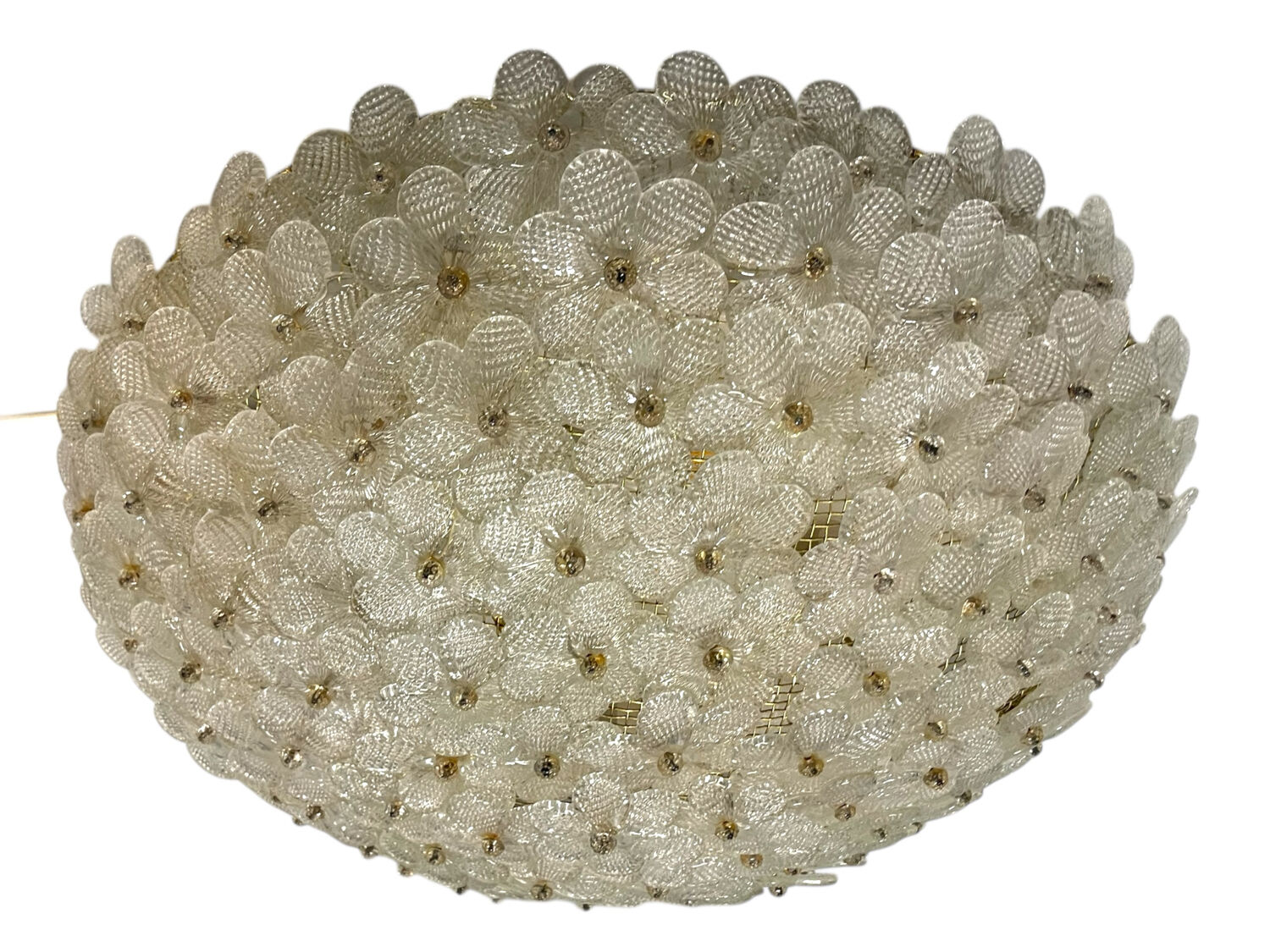 Large Murano Glass Flower Flush Mount Ceiling Light Attributed to Segu