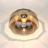 Pair of smoked glass wall lights or ceiling lights by Hillebrand, Germany, 1960s.