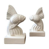 Pair of ceramic bookends fish