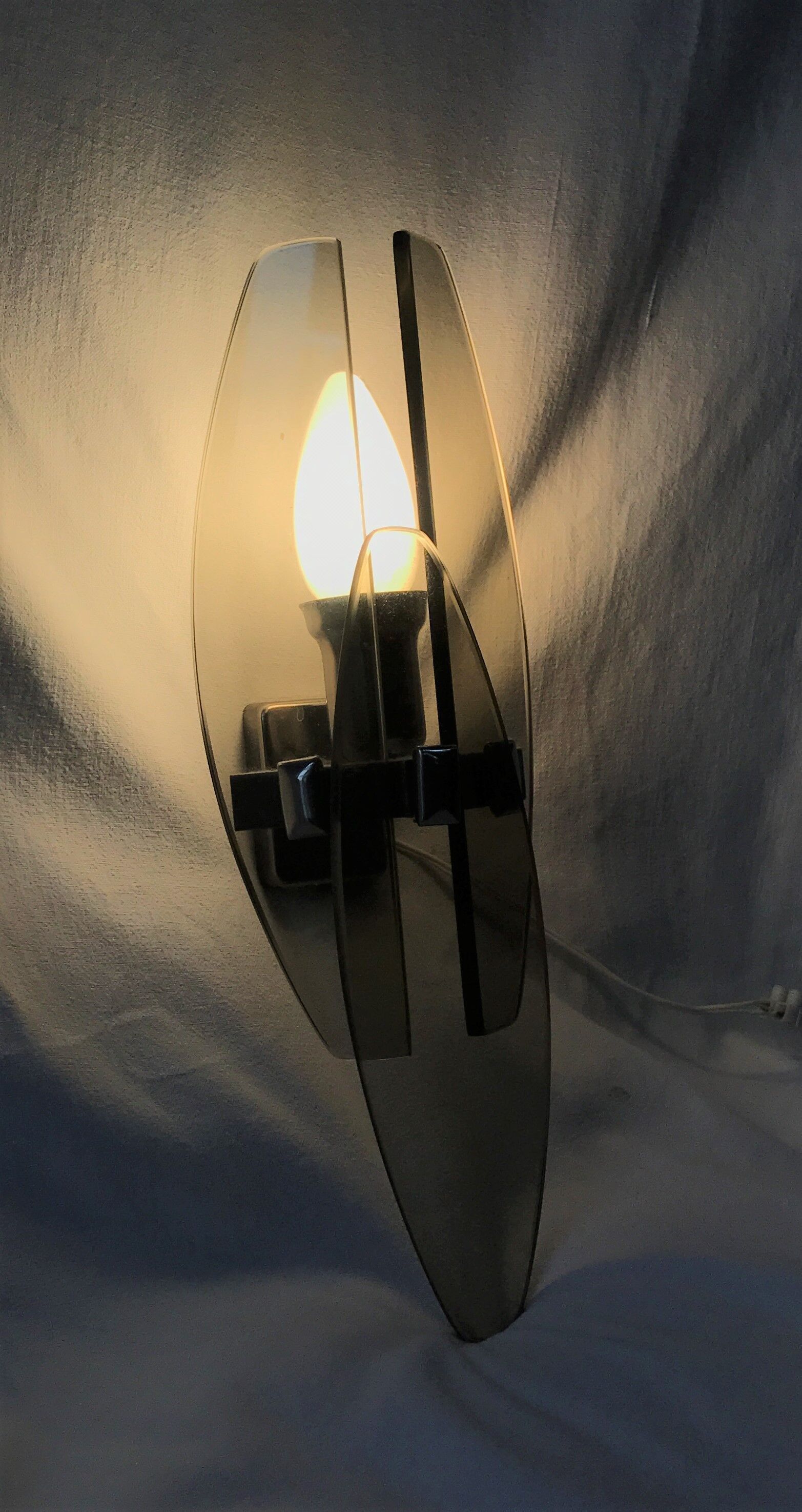 Marrron and steel smoked glass wall sconce