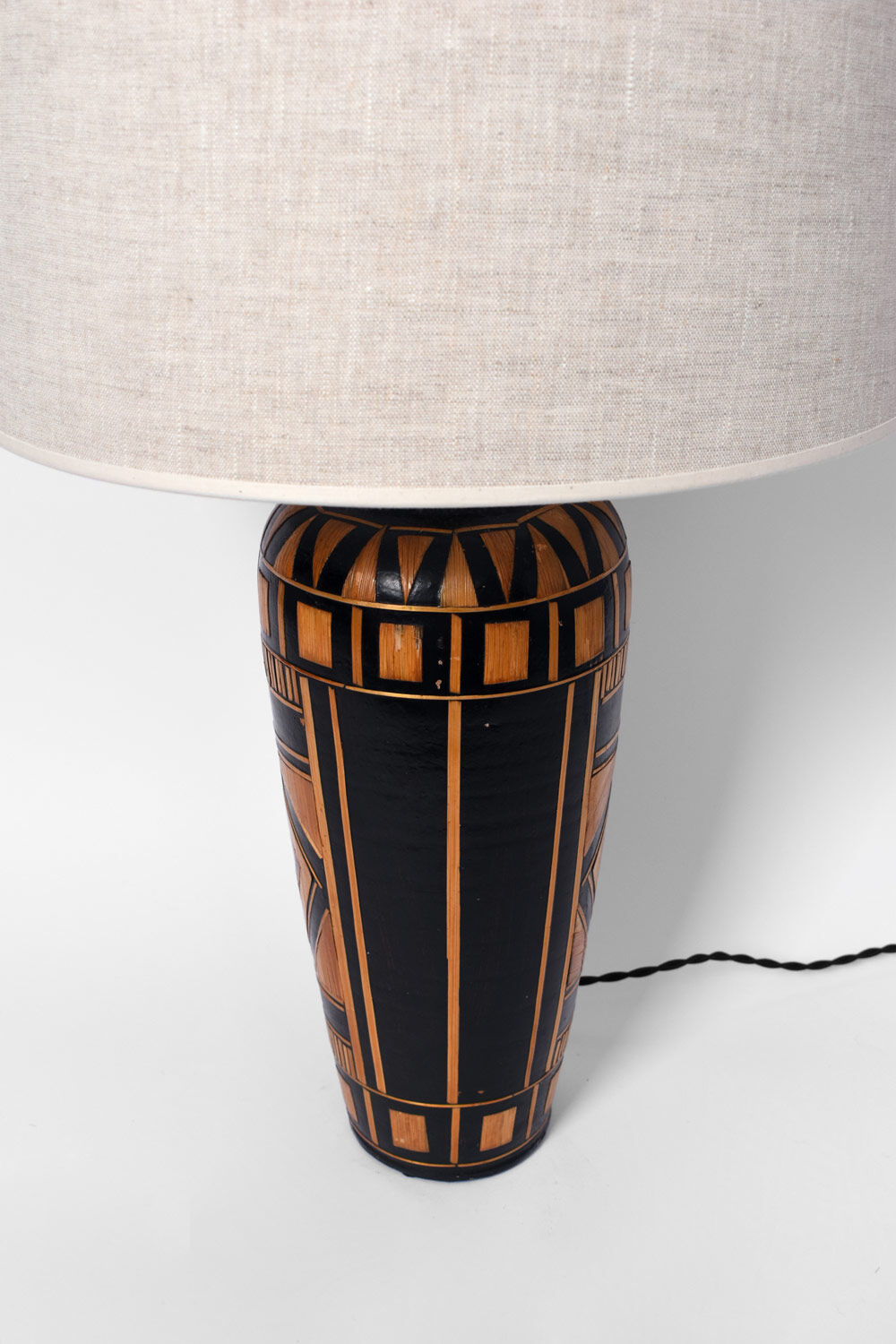 Straw marquetry lamp, 1920s.