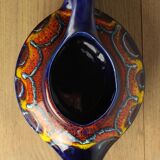 Blue red and yellow ceramic teapot attributed to bertoncello deco