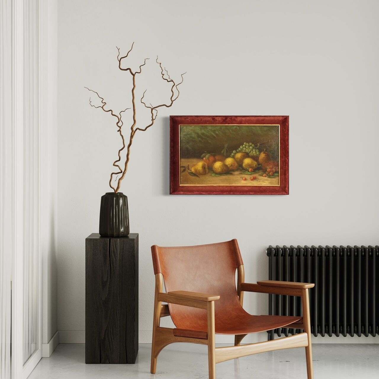 Italian signed painting still life with fruit from the 20th century