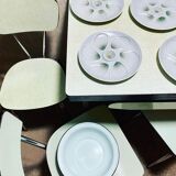 Salins factory oyster plates in water green colors