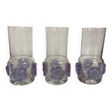 Trio of Czech Sklo Union Crystal glass vases