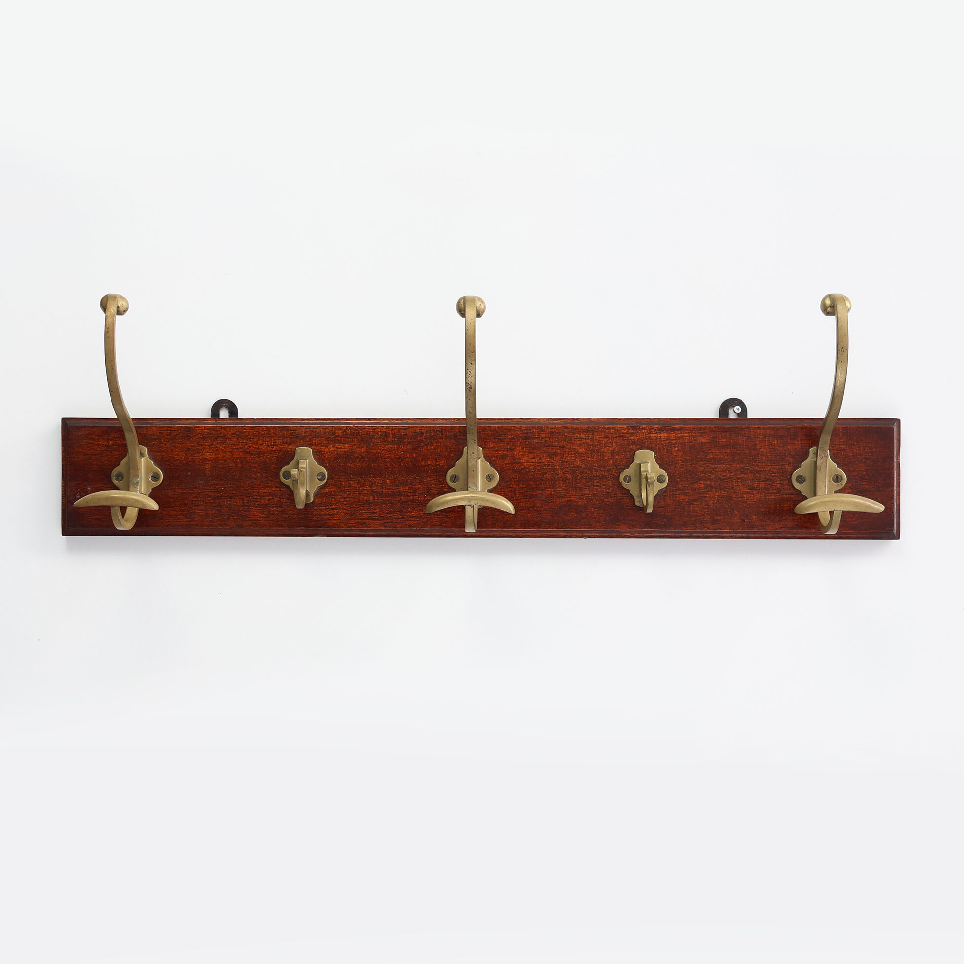 Art Nouveau coatrack in brass and oak, France ca. 1900