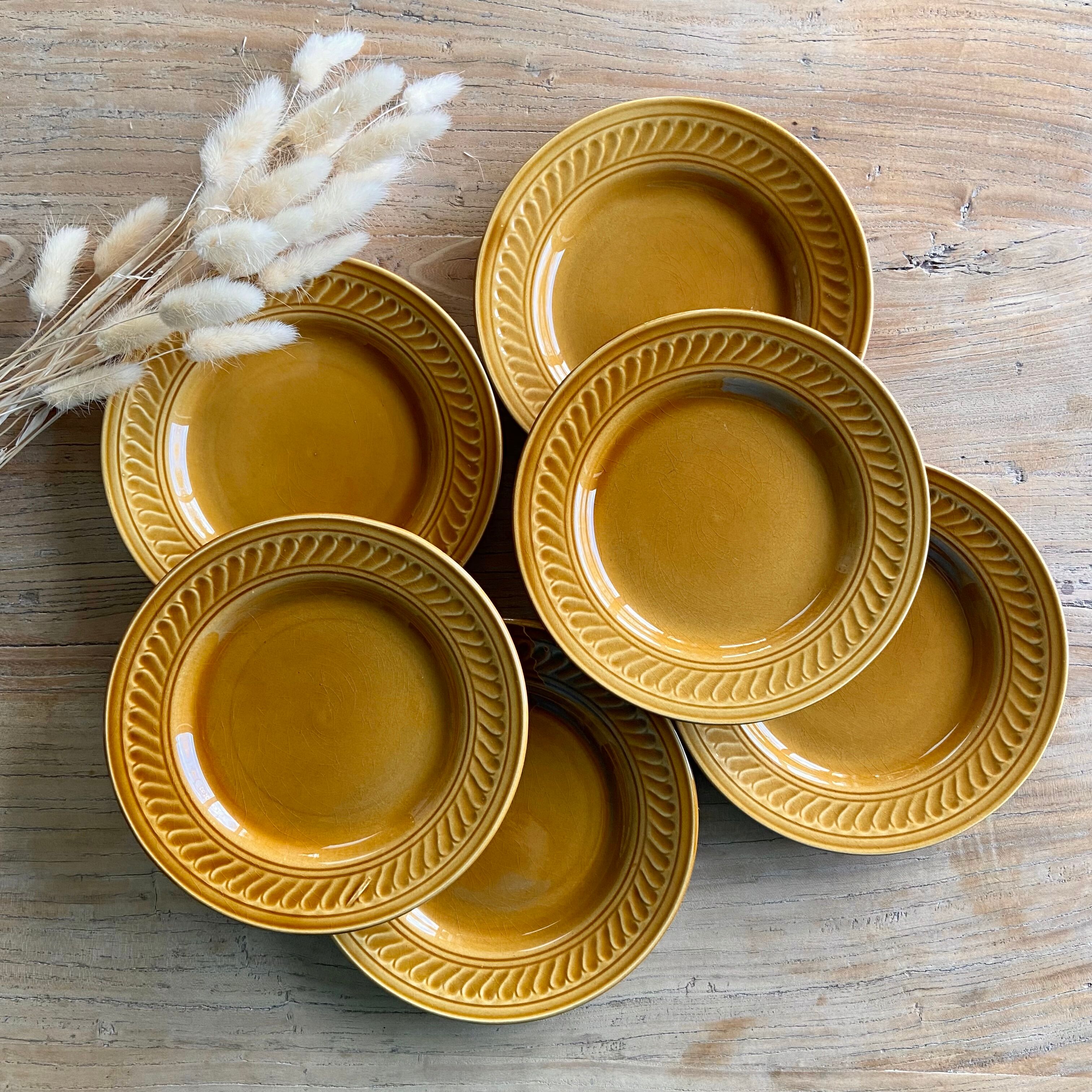 6 vintage gien france dessert plates